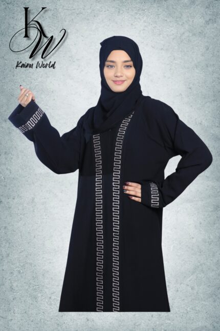Stunning Burqa With Embroidery and Stonework Detailing (White)