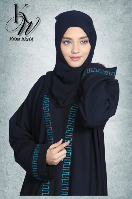 Stunning Burqa With Embroidery and Stonework Detailing (Green)