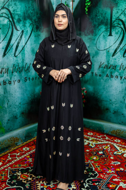Elegant Burqa with Stunningly Beautiful Stonework on Front and Sleeves